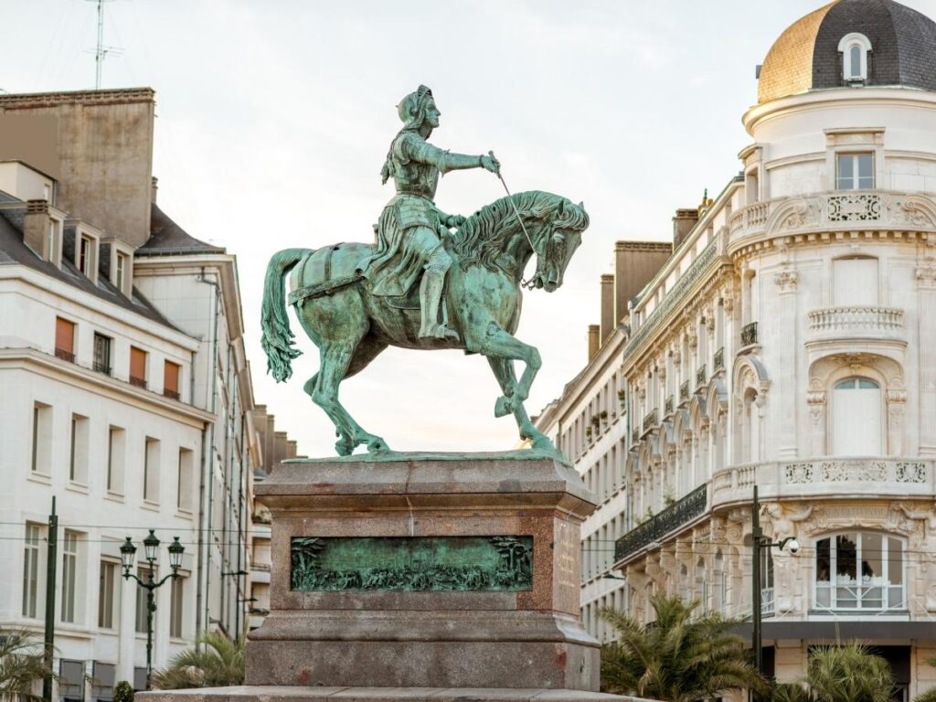 Statue of Joan of Arc in Orléans France in a city square