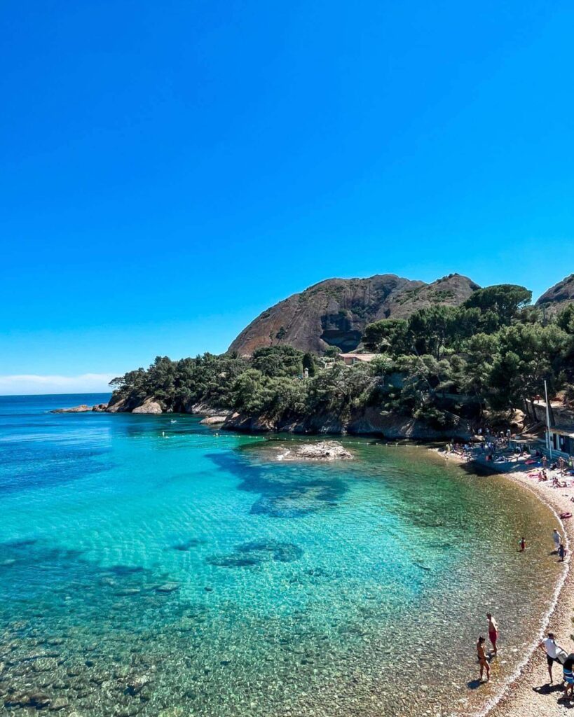 Rocky calanques coastline in La Ciotat with cliffs and clear water
