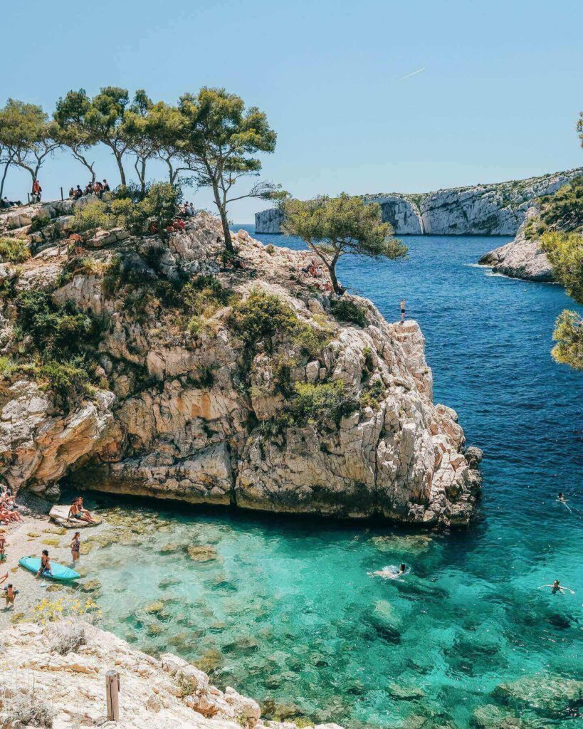 Calanque de Figuerolles in the morning with soft light and calm water