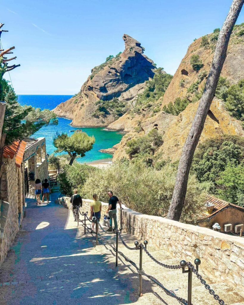 Driving along the coastal road in La Ciotat with sea views