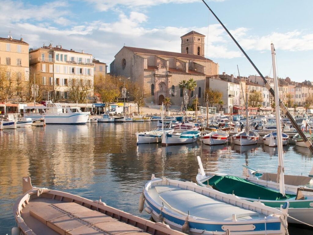 Calm morning at La Ciotat port with boats and still water