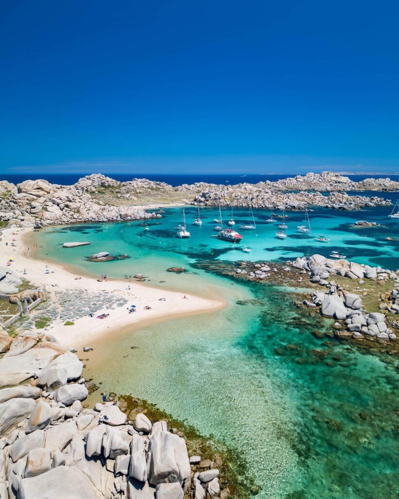Clear turquoise water and rocky landscape at the Lavezzi Islands