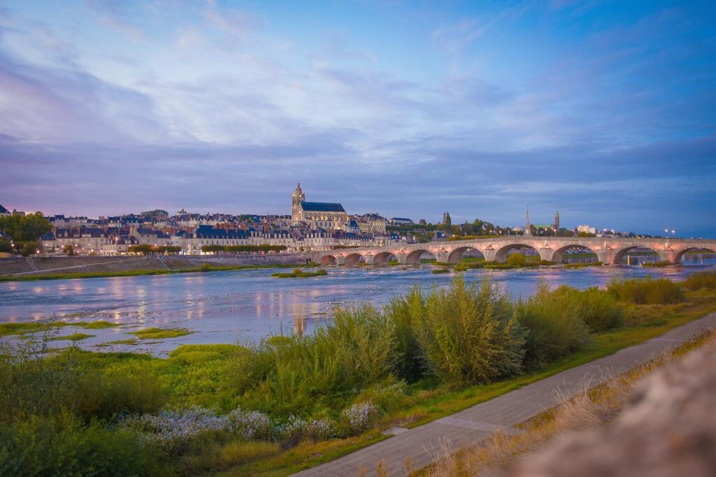 Walking path along Loire River in Blois France