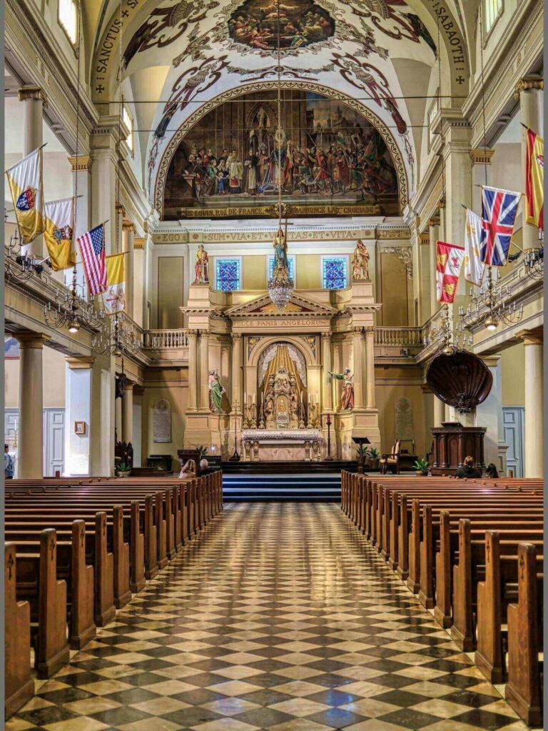 Basilicas inside the Sanctuary of Lourdes showing architectural details