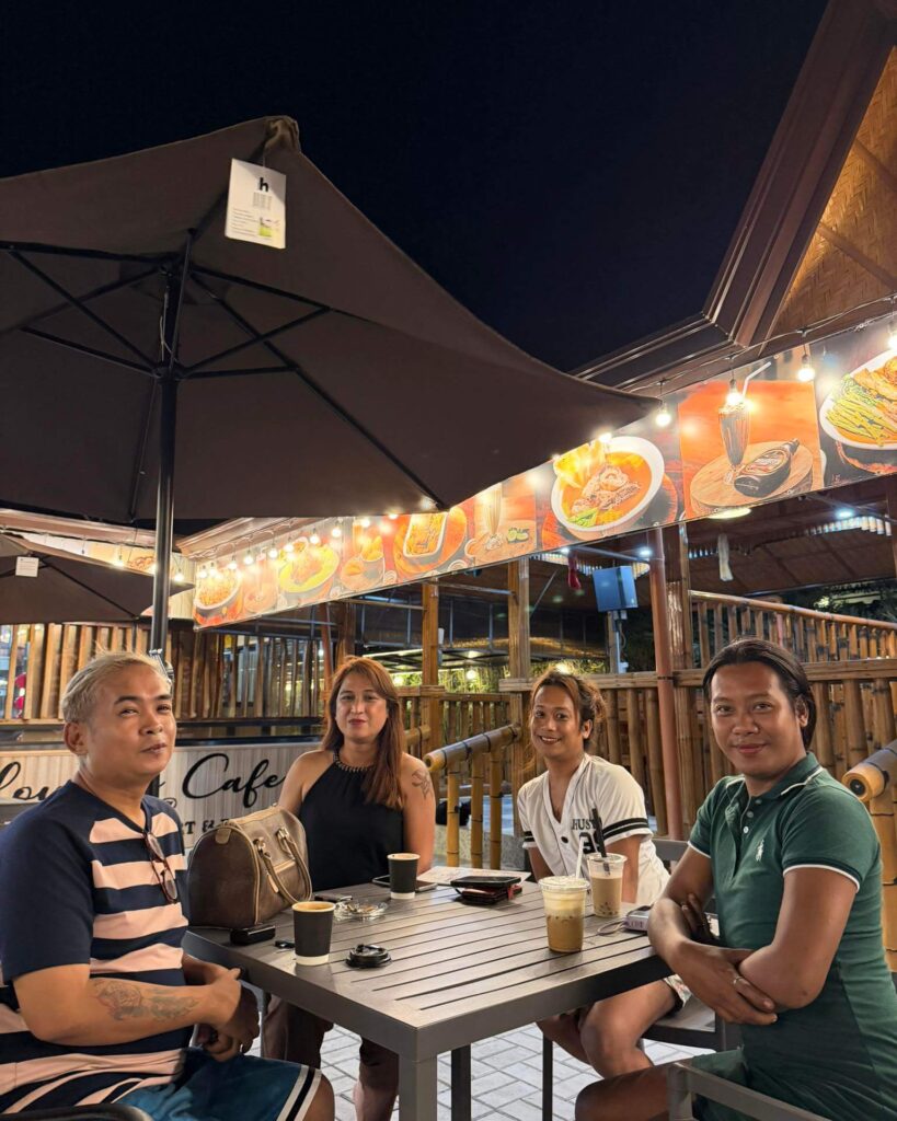 Outdoor café near the sanctuary in Lourdes France