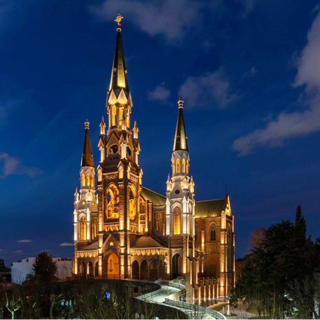 Sanctuary of Lourdes in the evening with a quieter atmosphere