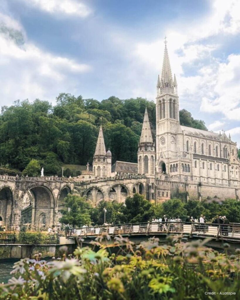 Sanctuary of Our Lady of Lourdes in the morning with fewer crowds