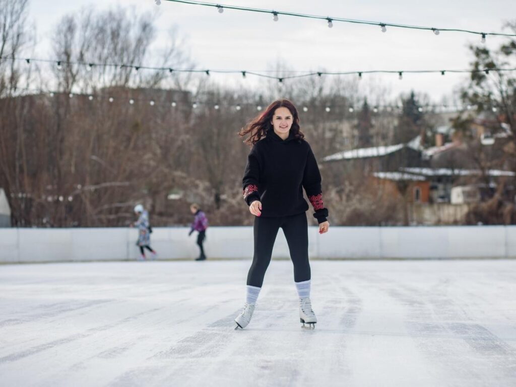 Ice skating in Megève during winter at indoor and outdoor rinks