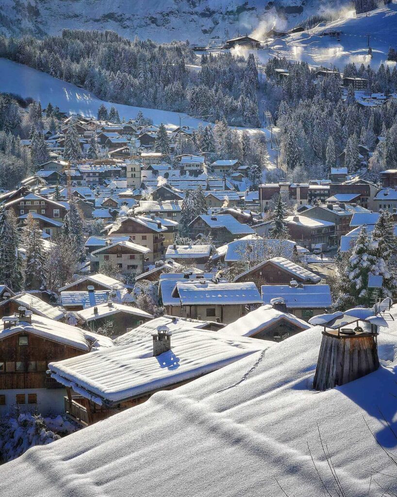 Megève village covered in snow during winter