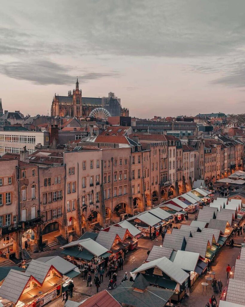 Local market in Metz with fresh produce and stalls