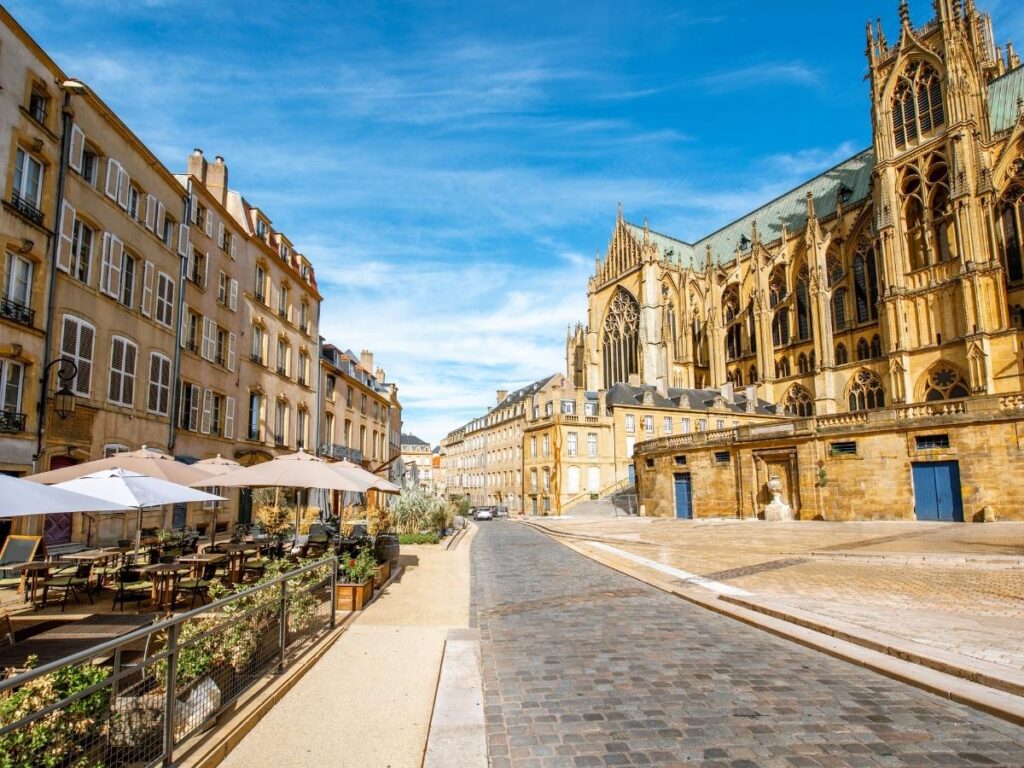 People walking through the pedestrian streets in Metz