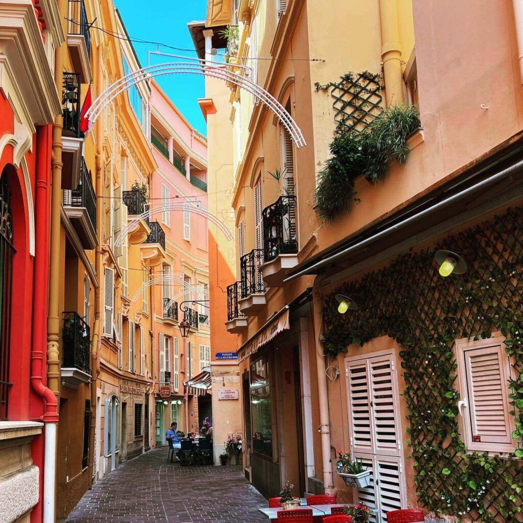Walking through narrow streets in Monaco Ville old town
