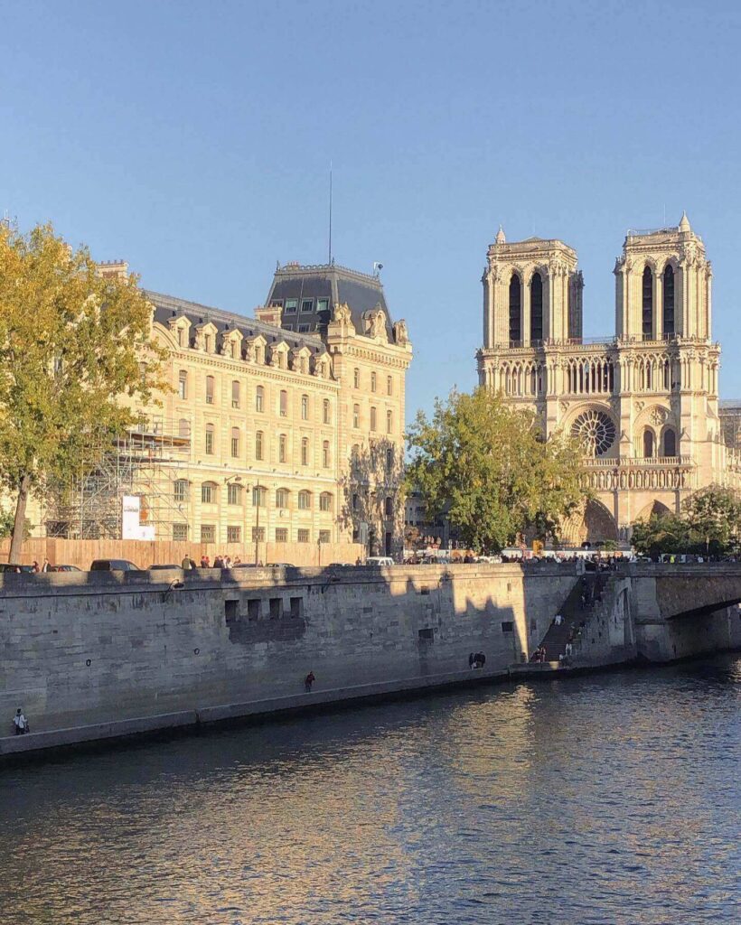 Notre Dame cathedral in the early morning with fewer visitors
