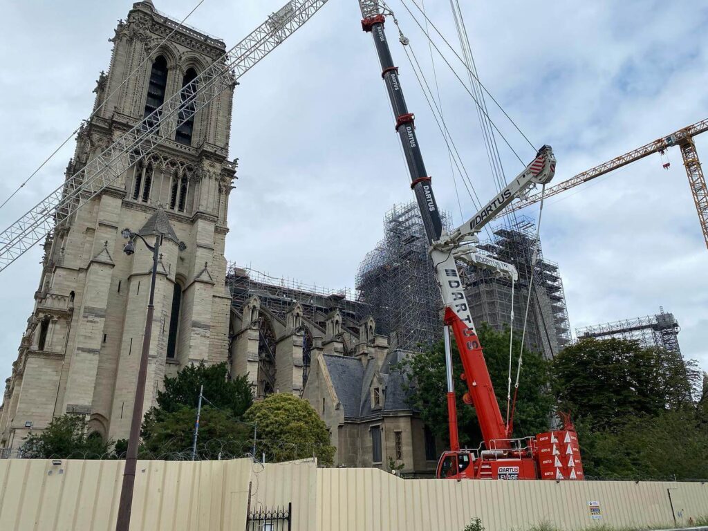 Early restoration work at Notre Dame cathedral after the 2019 fire