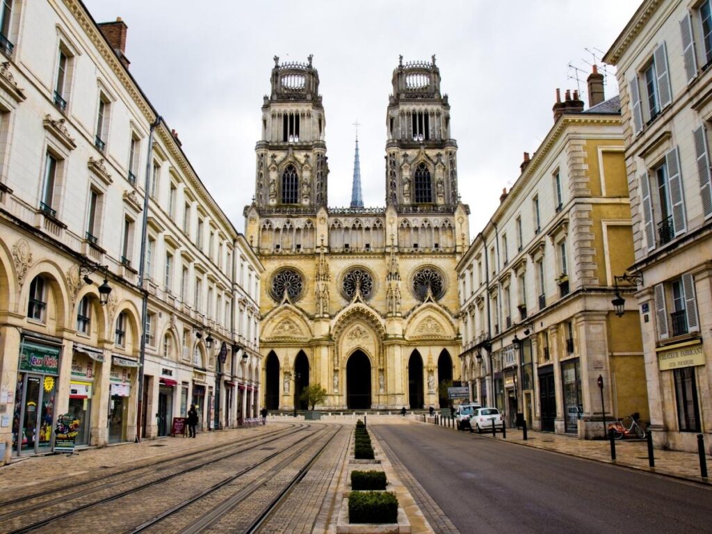 View of Orléans old town with cathedral in the background