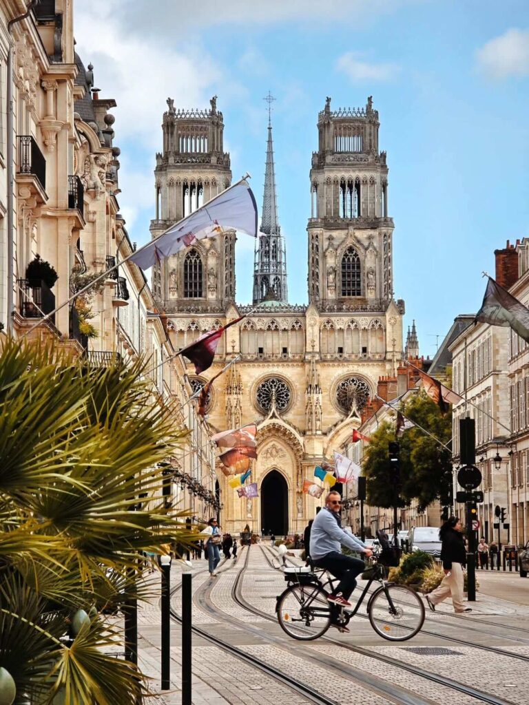Quiet street in Orléans old town with historic buildings and soft light