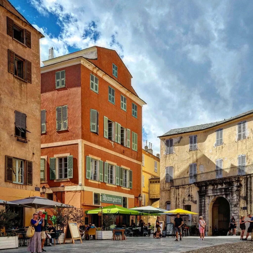 Place Saint Nicolas in Bastia with wide open square and tree-lined paths