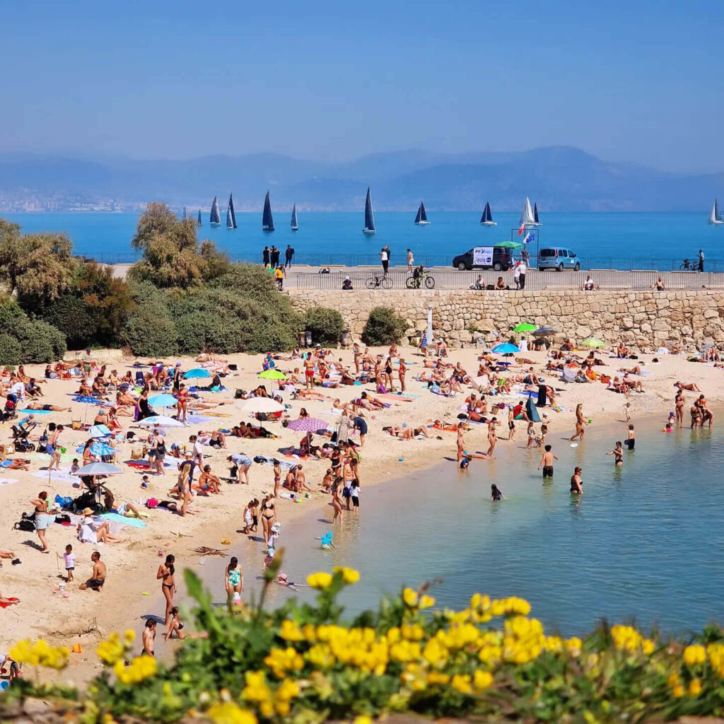 Calm water at Plage de la Gravette near Antibes Old Town