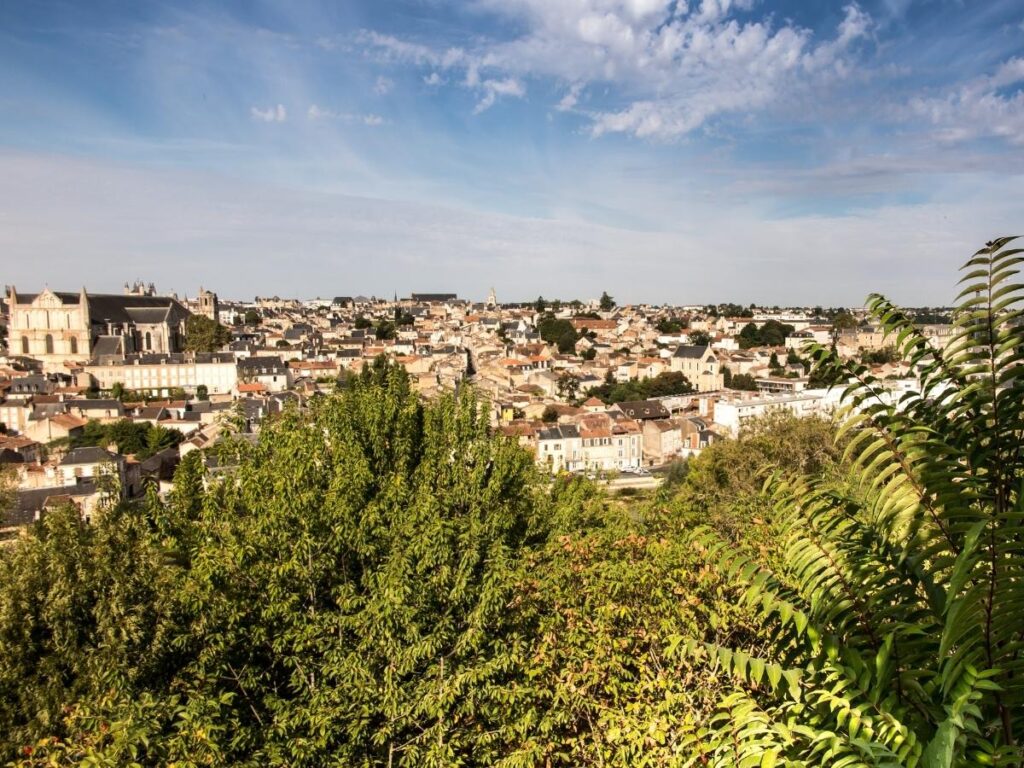 Poitiers France across seasons showing spring flowers