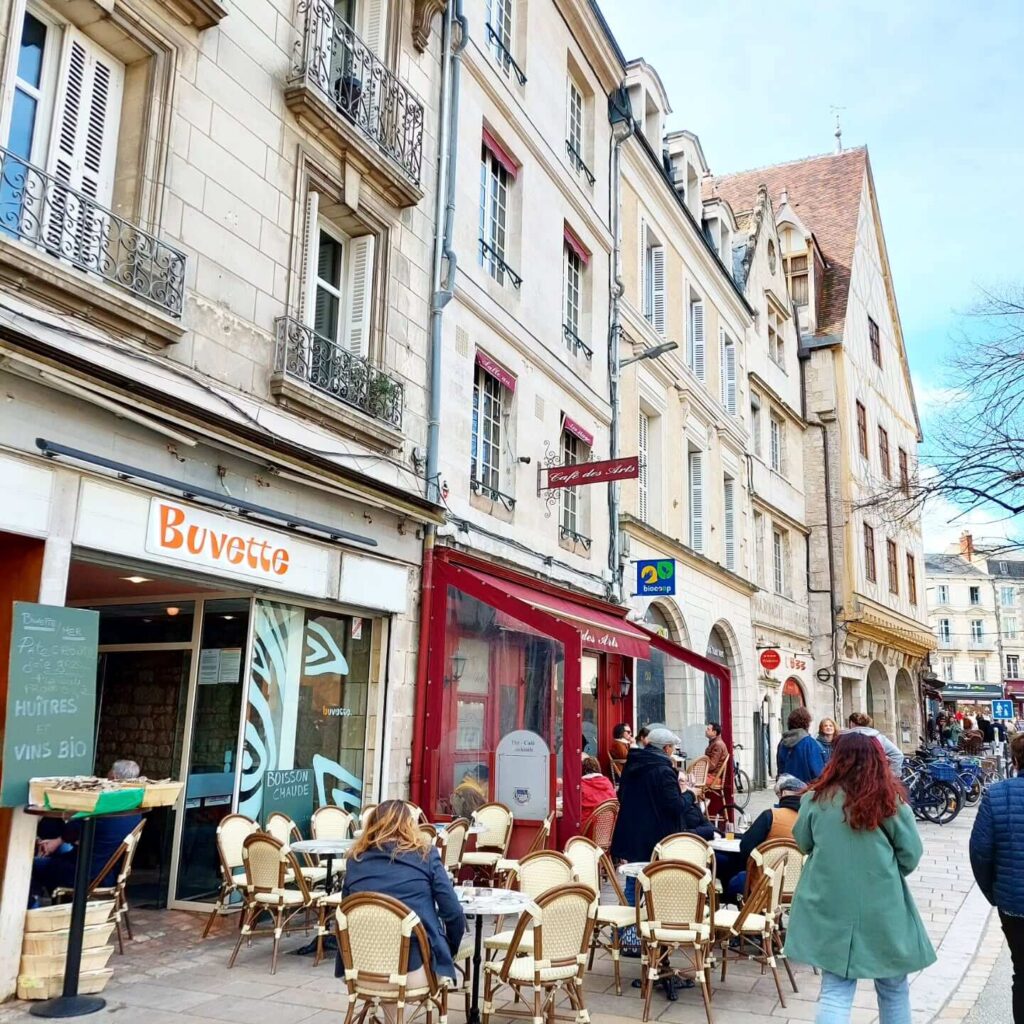 Quiet street in Poitiers old town with historic buildings and soft light