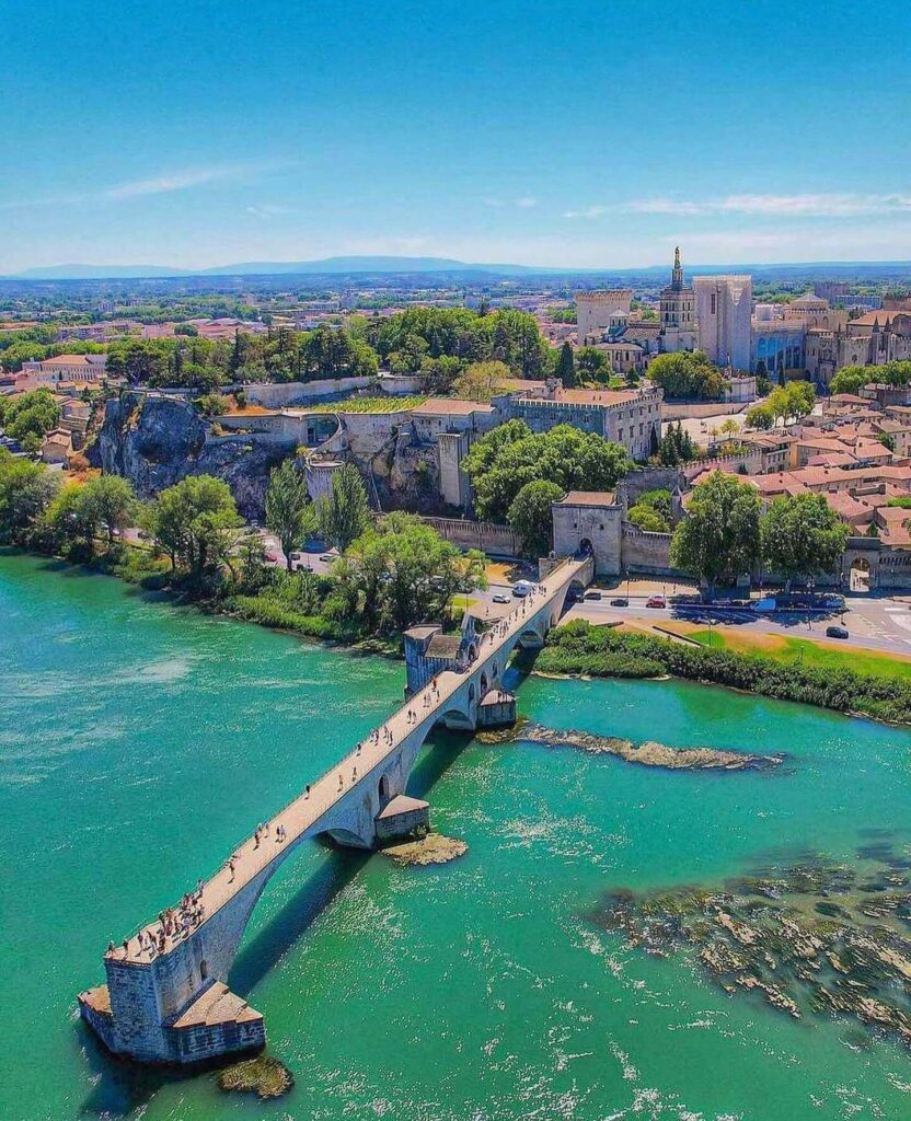 View from Pont d’Avignon looking back toward the city
