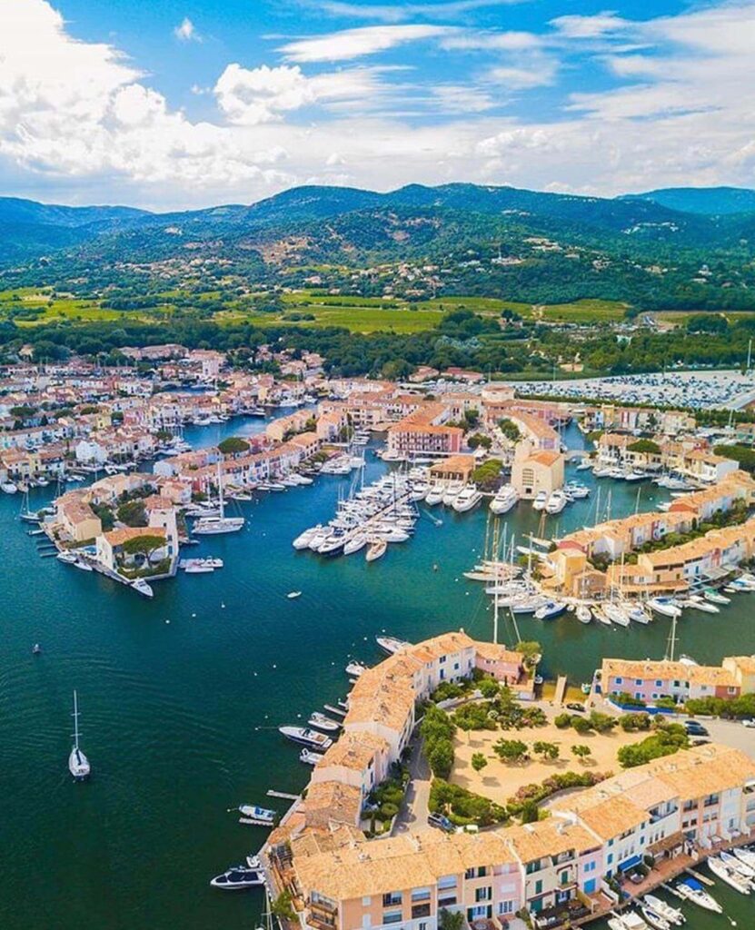 Colorful houses and canals with small boats in Port Grimaud near Saint Tropez