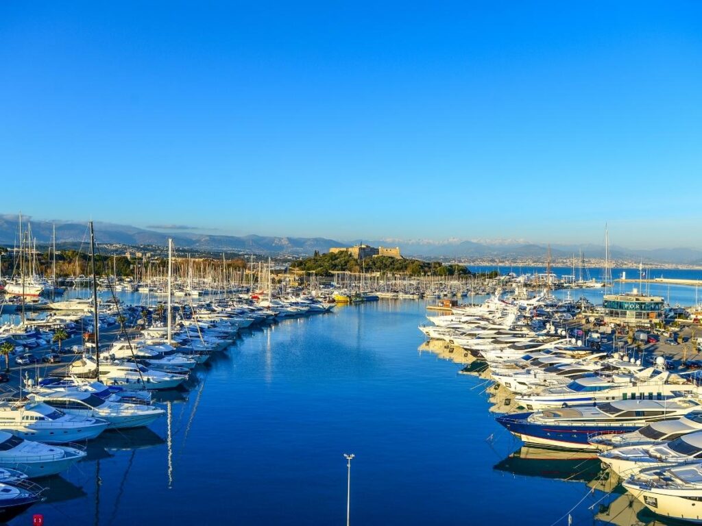 Yachts at Port Vauban marina in Antibes harbor