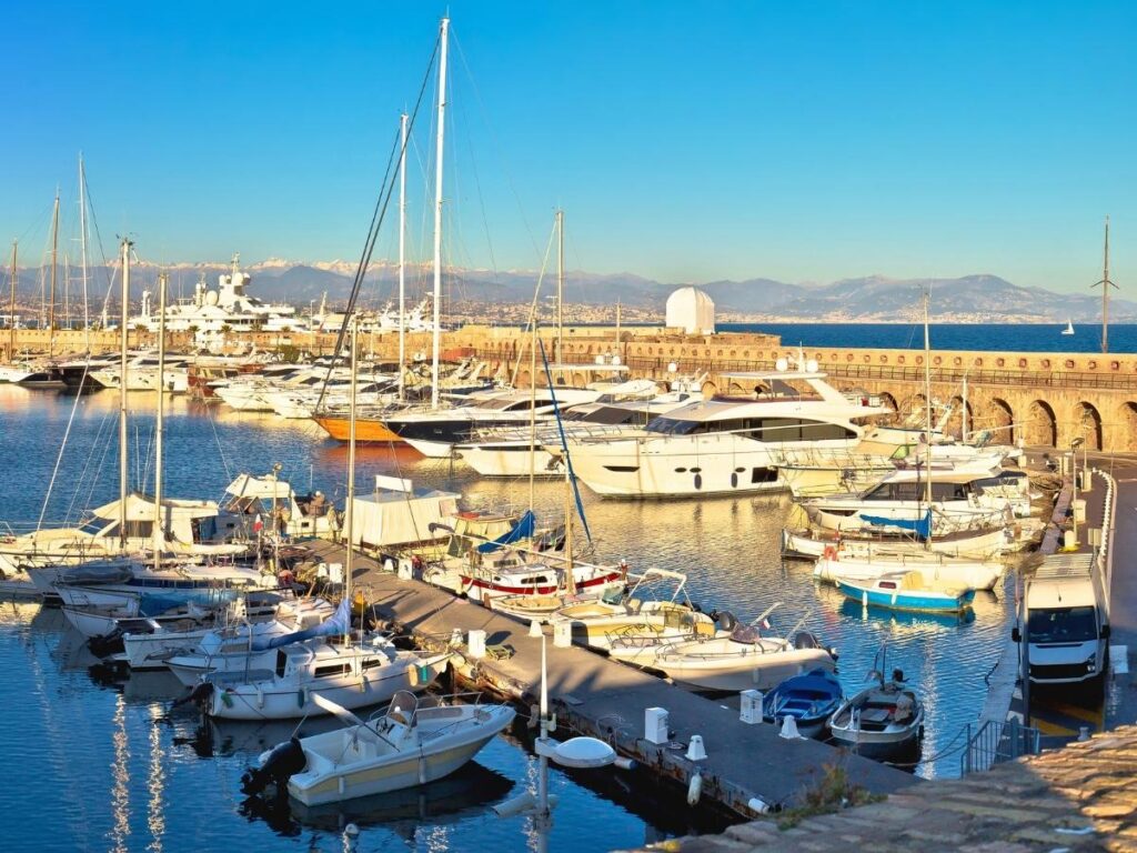 Wide view of yachts at Port Vauban marina in Antibes