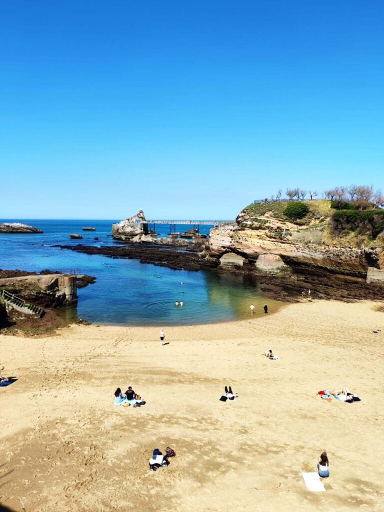 Port Vieux Biarritz small calm beach with sheltered water