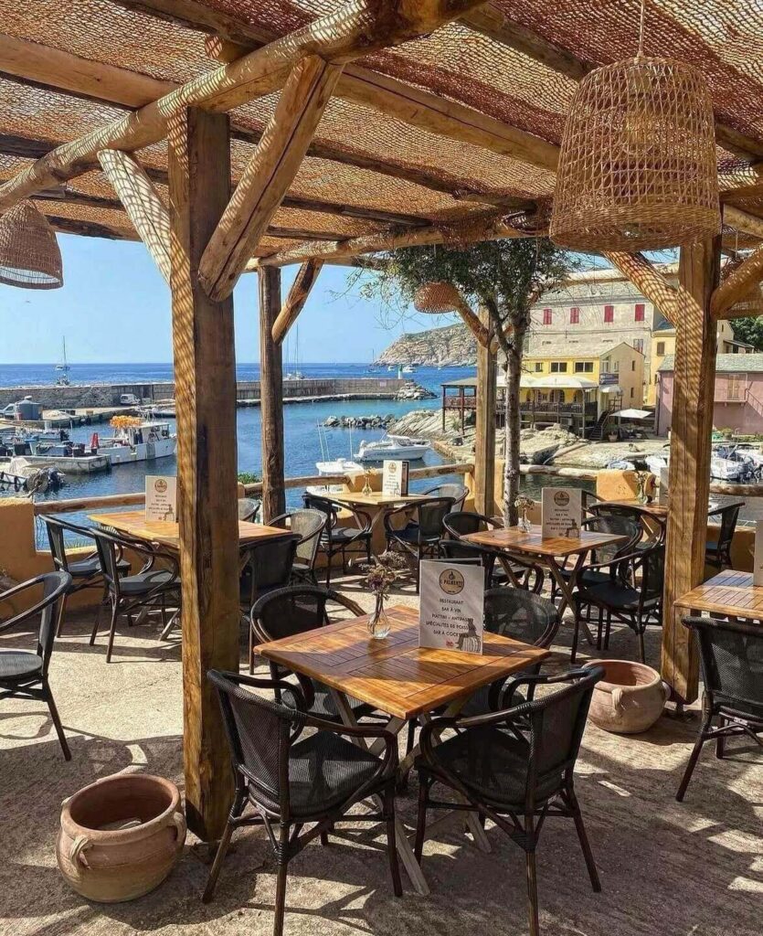 Porto Vecchio old town streets in the evening with restaurants and lights