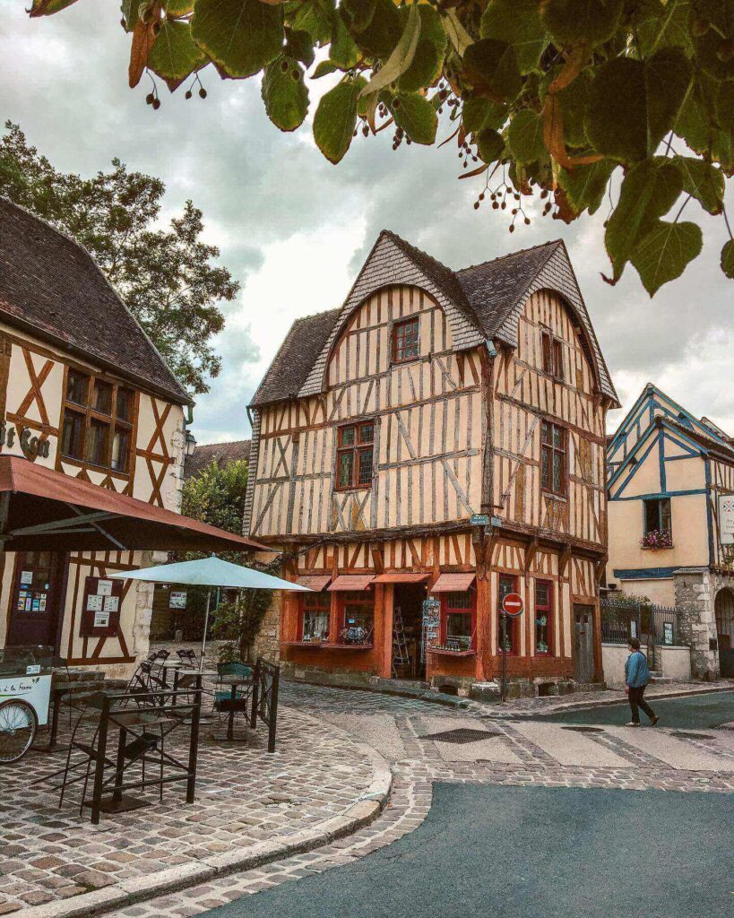 Quiet residential street in the lower town of Provins