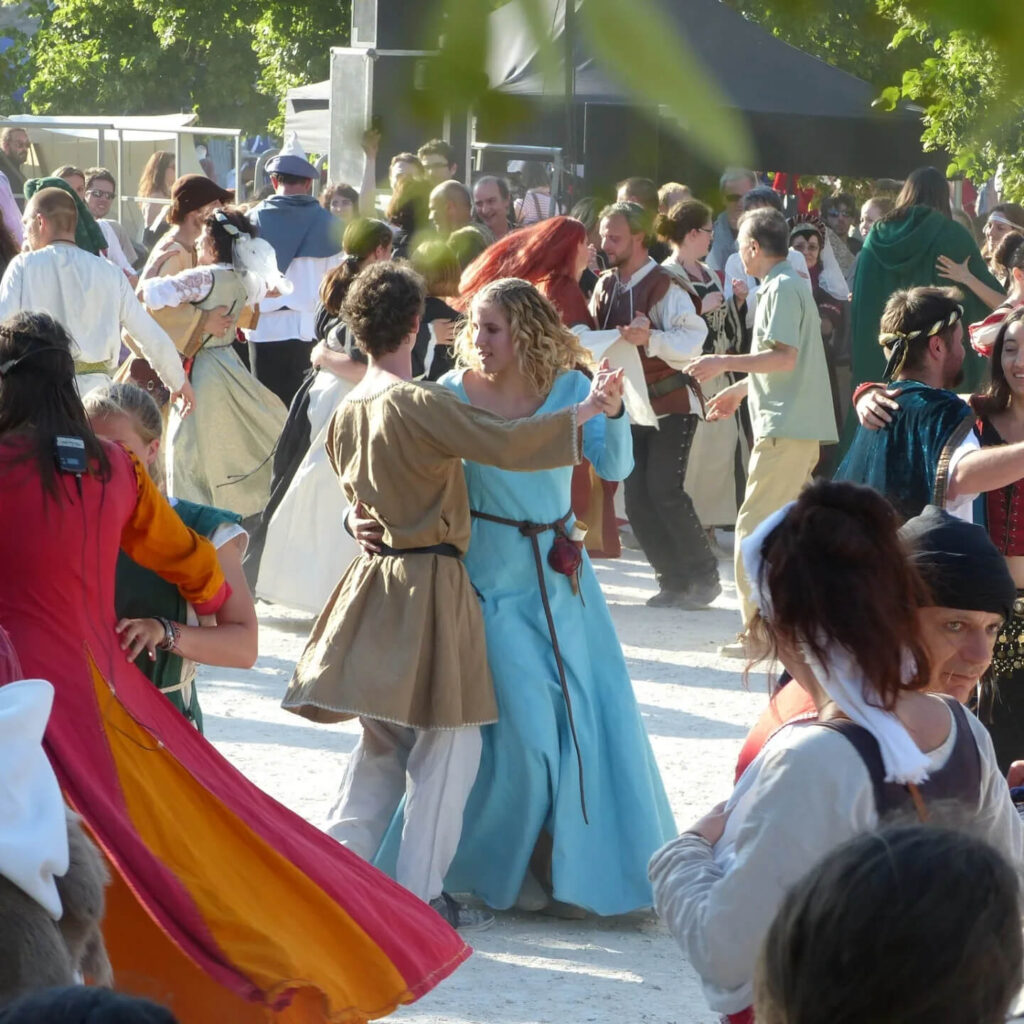 Medieval performance in Provins with knights and live action show