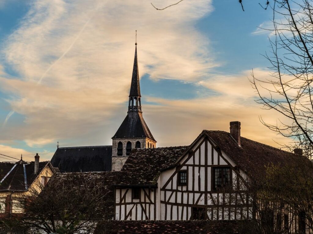 Panoramic view of Provins at sunset from the ramparts