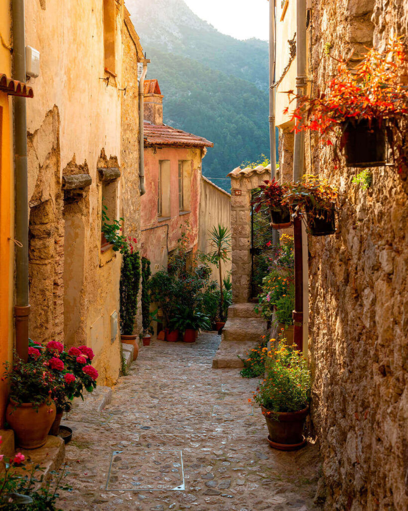Stone streets and countryside views in Ramatuelle village near Saint Tropez