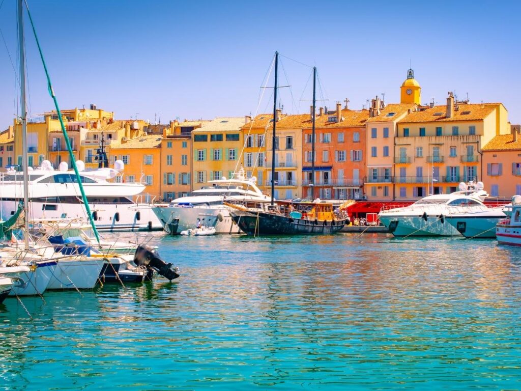 Boat trip along the Saint Tropez coastline with clear Mediterranean water