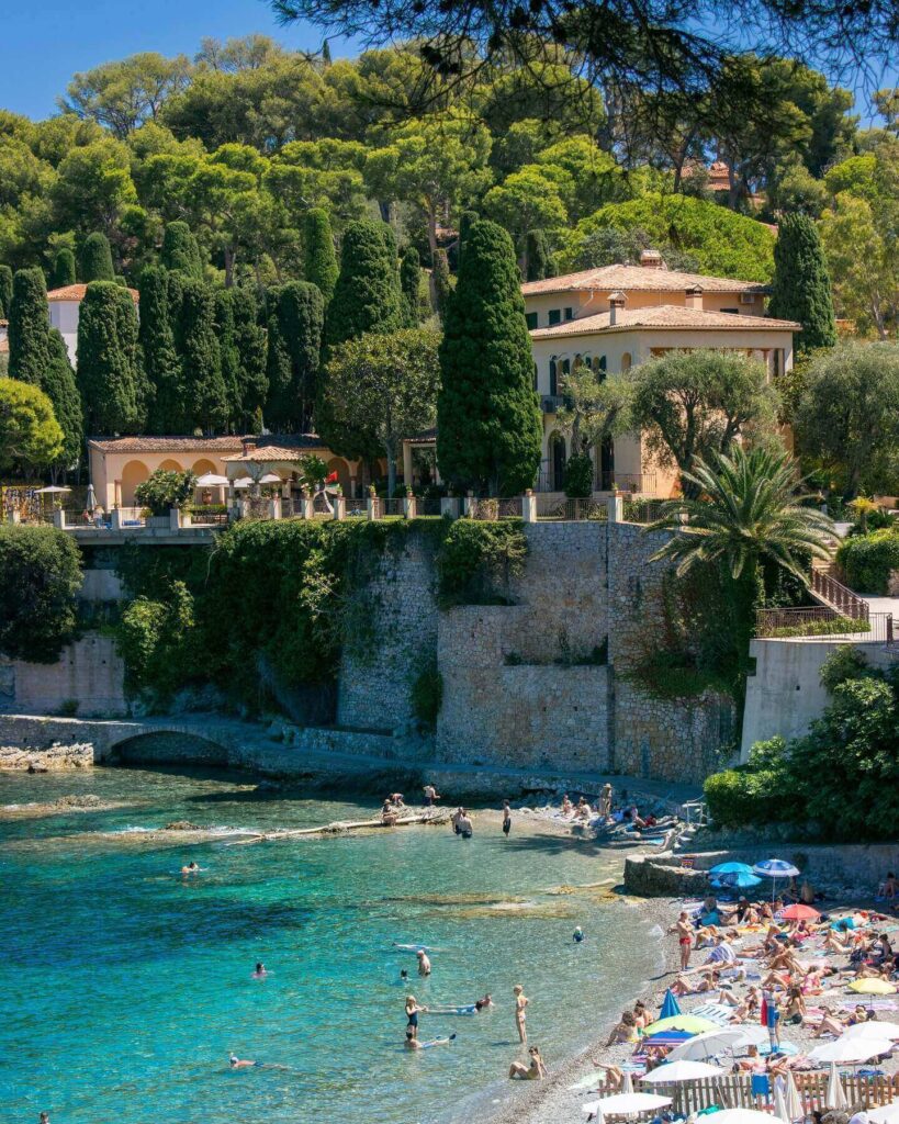 Crowded beach and lively atmosphere in Saint Tropez during summer