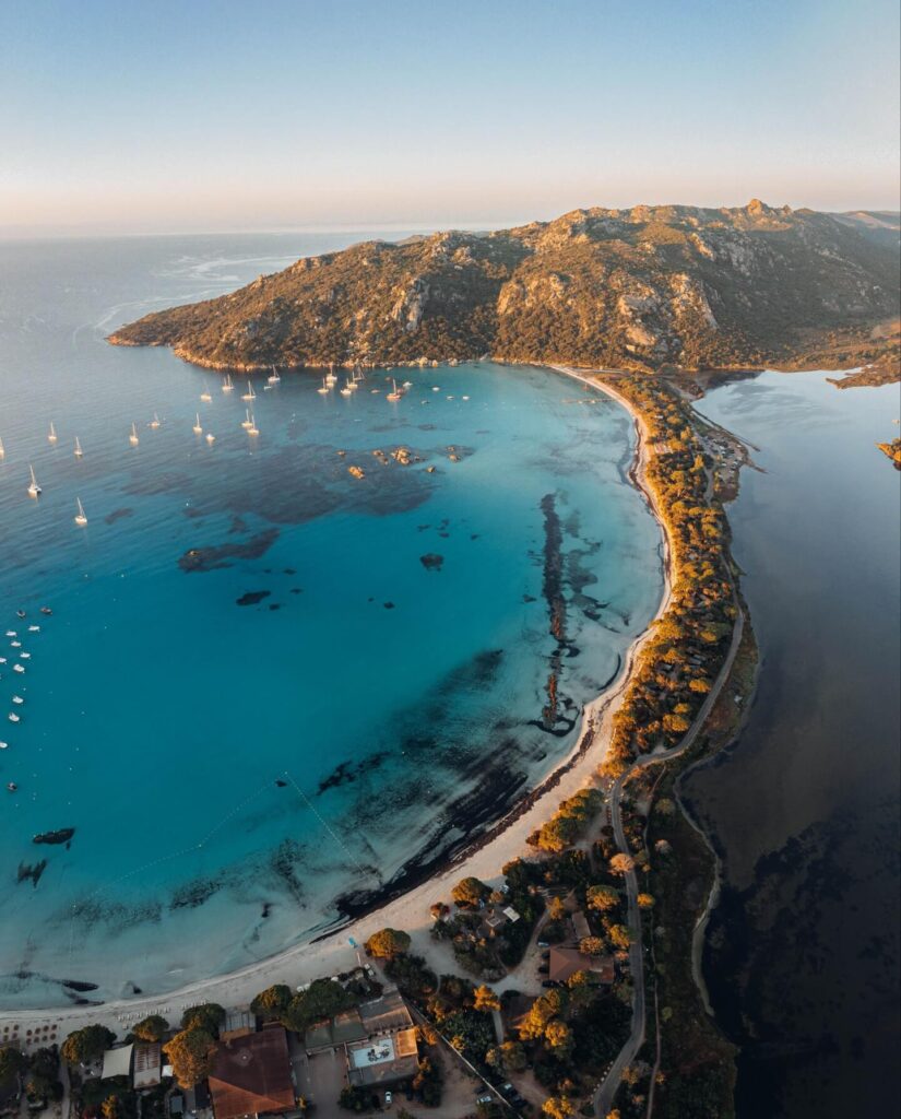 Santa Giulia Beach with shallow lagoon-like water in Porto Vecchio