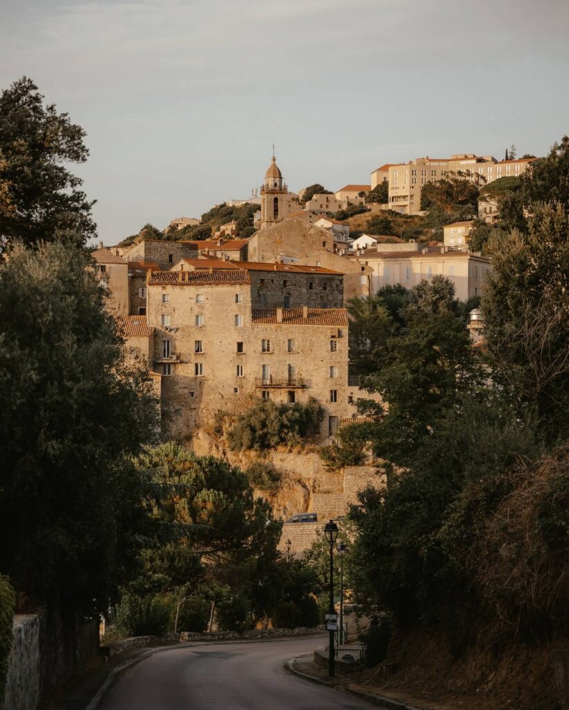 Traditional stone houses in Sartène old town Corsica