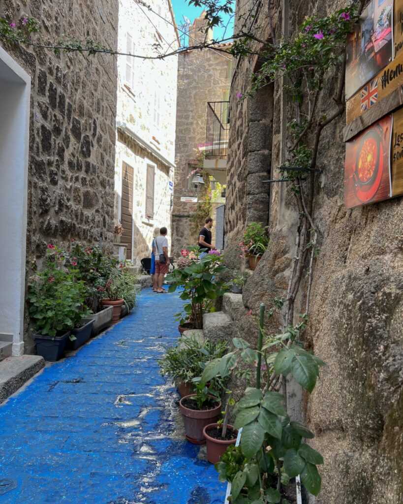 Sartène streets in spring with soft light and quiet atmosphere