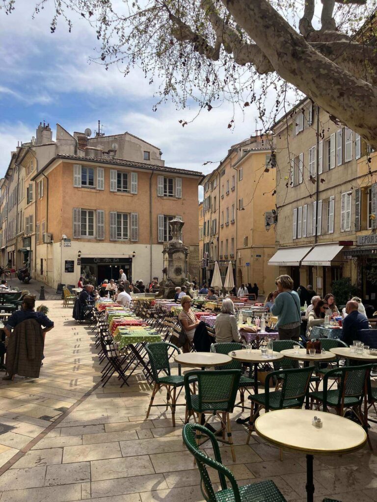 Relaxed travel moment in Aix-en-Provence sitting at a café