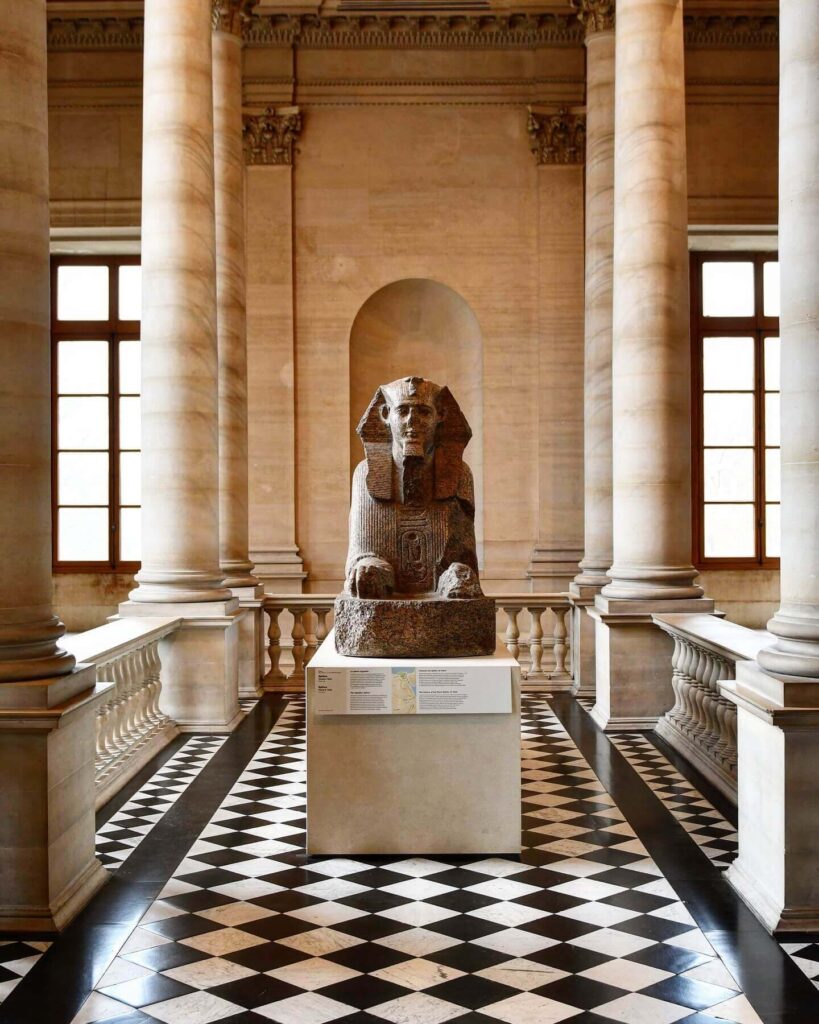 Egyptian antiquities displayed in the Sully Wing of the Louvre