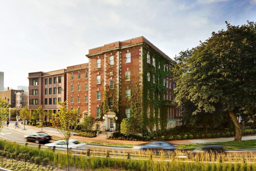 Exterior of The Whitney Hotel in Beacon Hill Boston with elegant facade