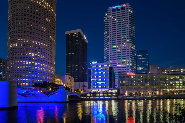 Trendy Aloft Tampa Downtown hotel featuring sleek modern interiors, vibrant social spaces, stylish guest rooms, and scenic riverfront views in the heart of downtown Tampa.