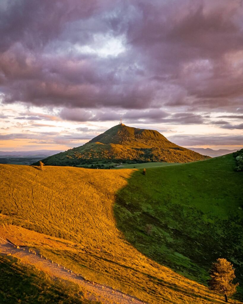 Green volcanic domes near Puy de Dôme in Auvergne