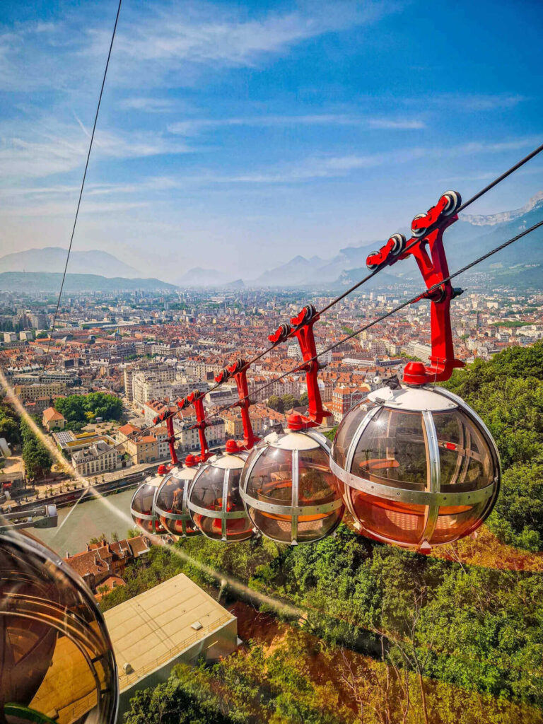 Alpine mountain views from the Bastille cable car
