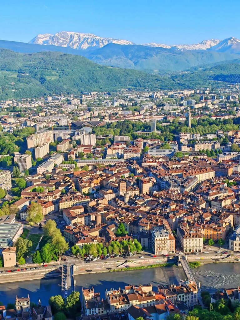 Clear weather views from the Bastille of Grenoble