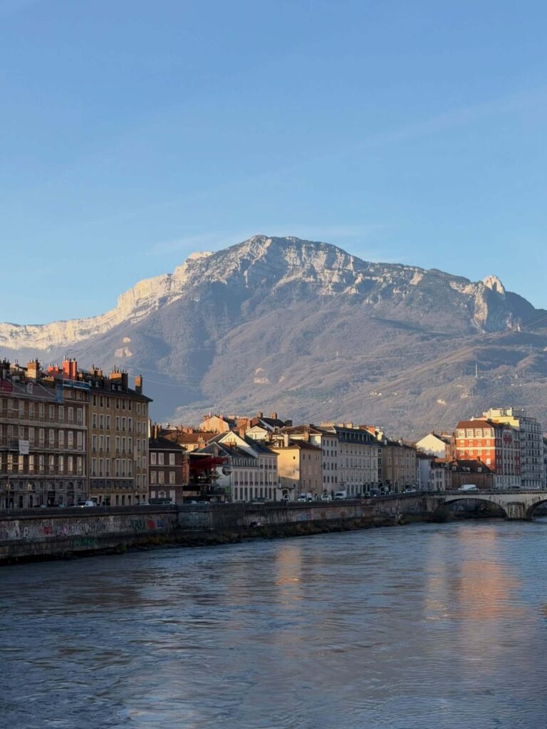 Sunset over Grenoble and the surrounding Alps