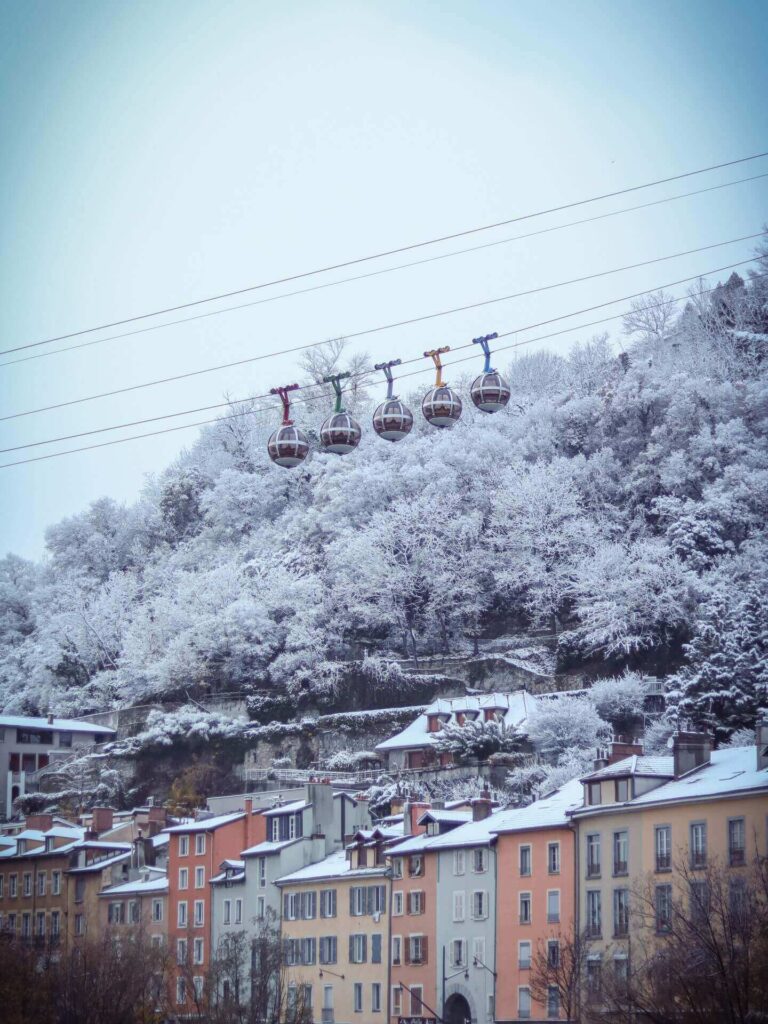 Snow covered Alpine peaks seen from the Bastille