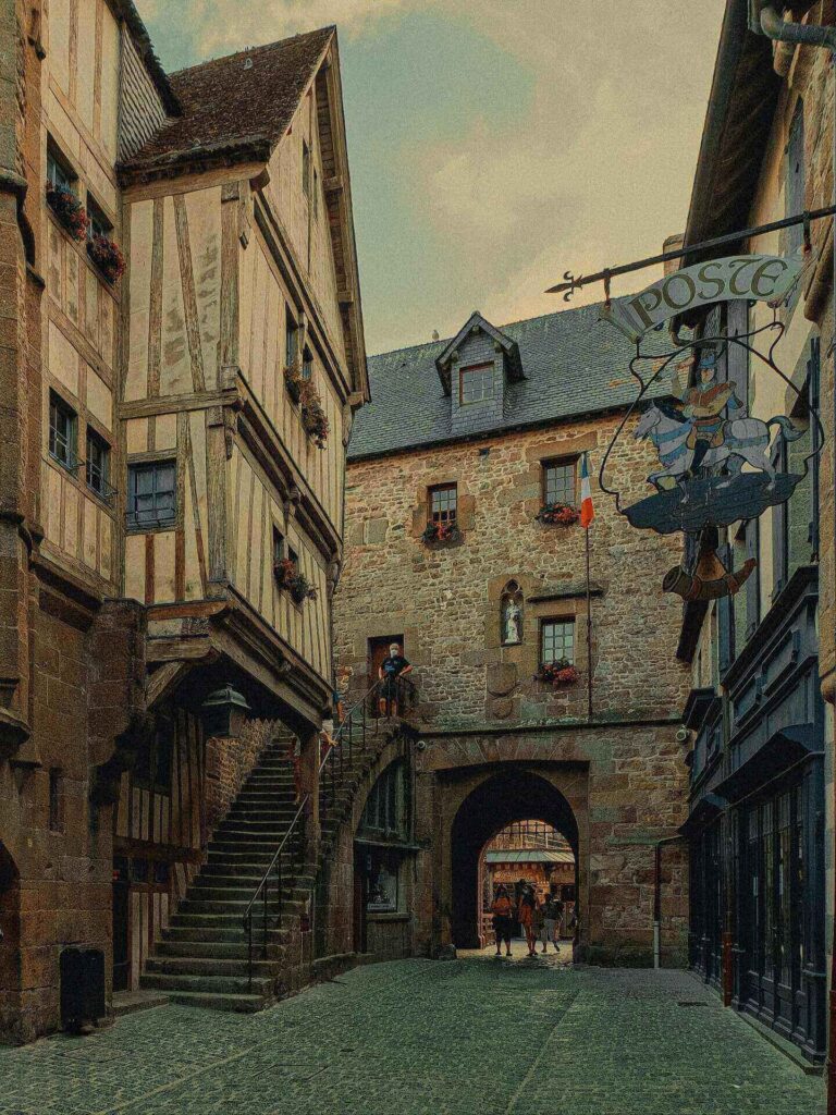 Golden hour view of Mont Saint Michel in Normandy France