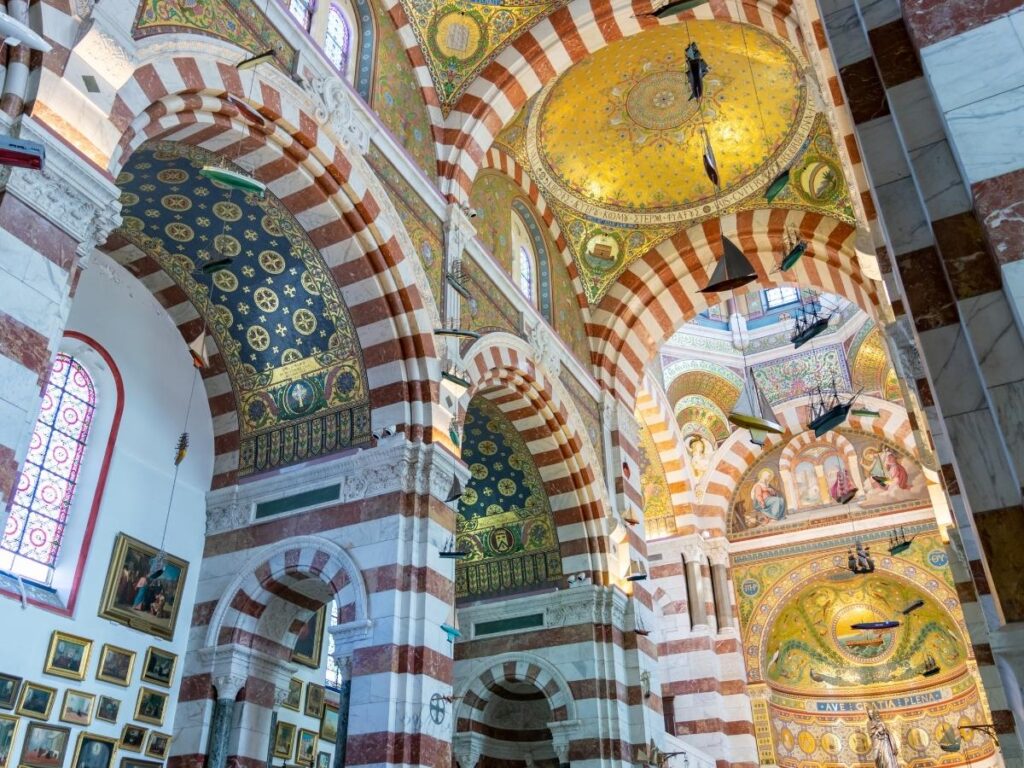 Maritime offerings inside Notre Dame de la Garde in Marseille
